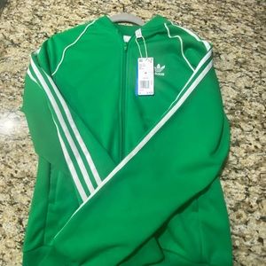green and white adidas zip up